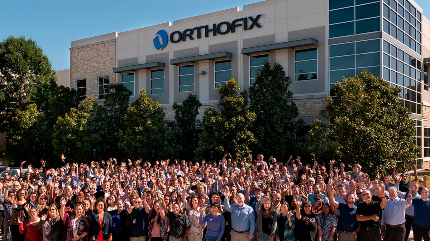 Orthofix corporate with team outside the building