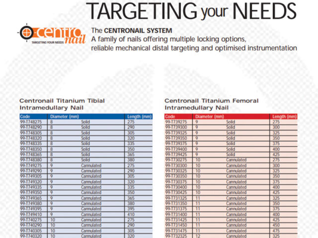 Centronail Titanium Humeral Nail ordering info