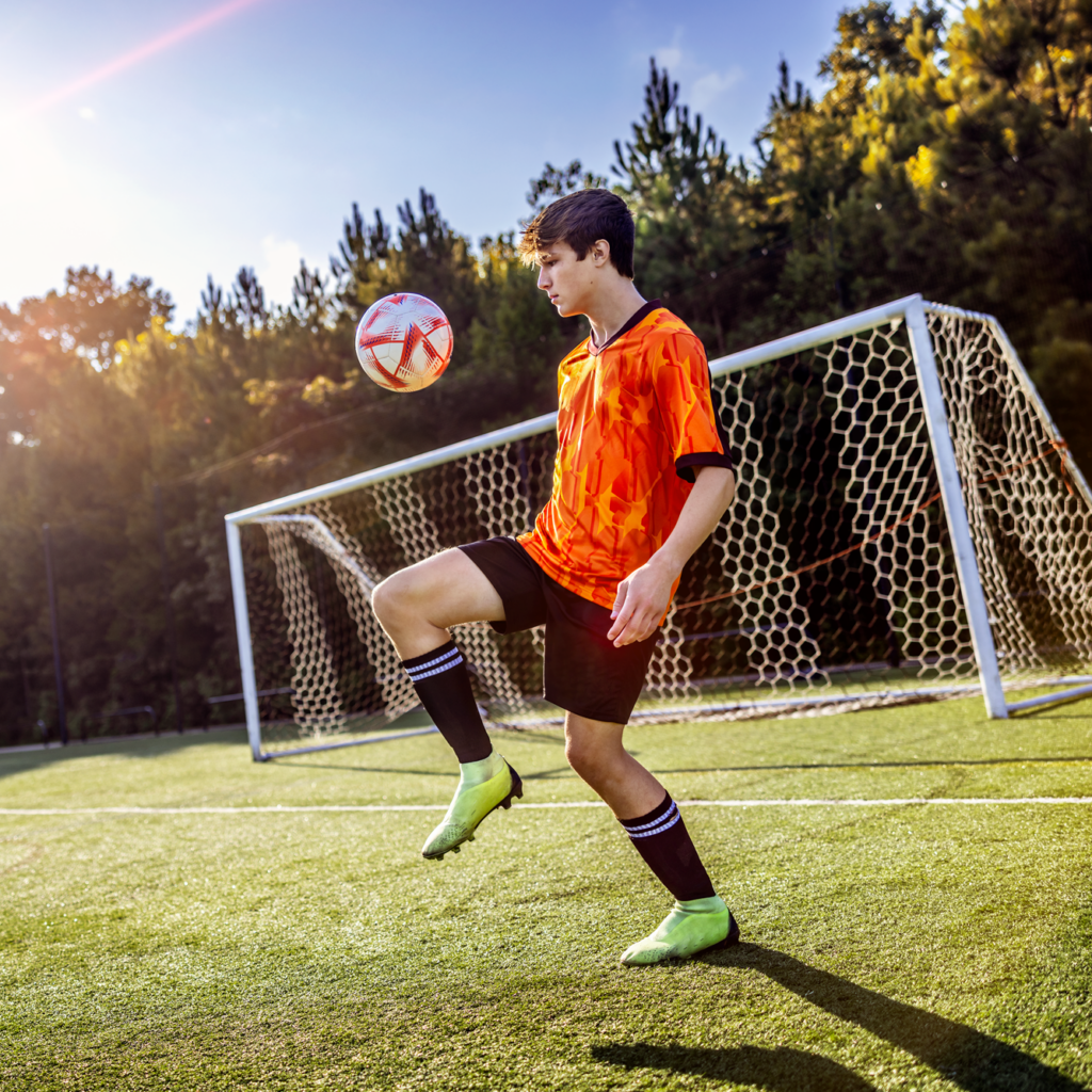 Patient Jadon playing soccer