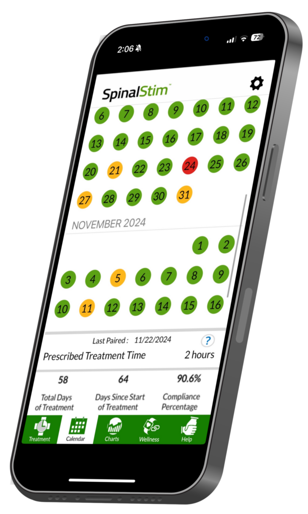 Stim on Track calendar screen on phone. 