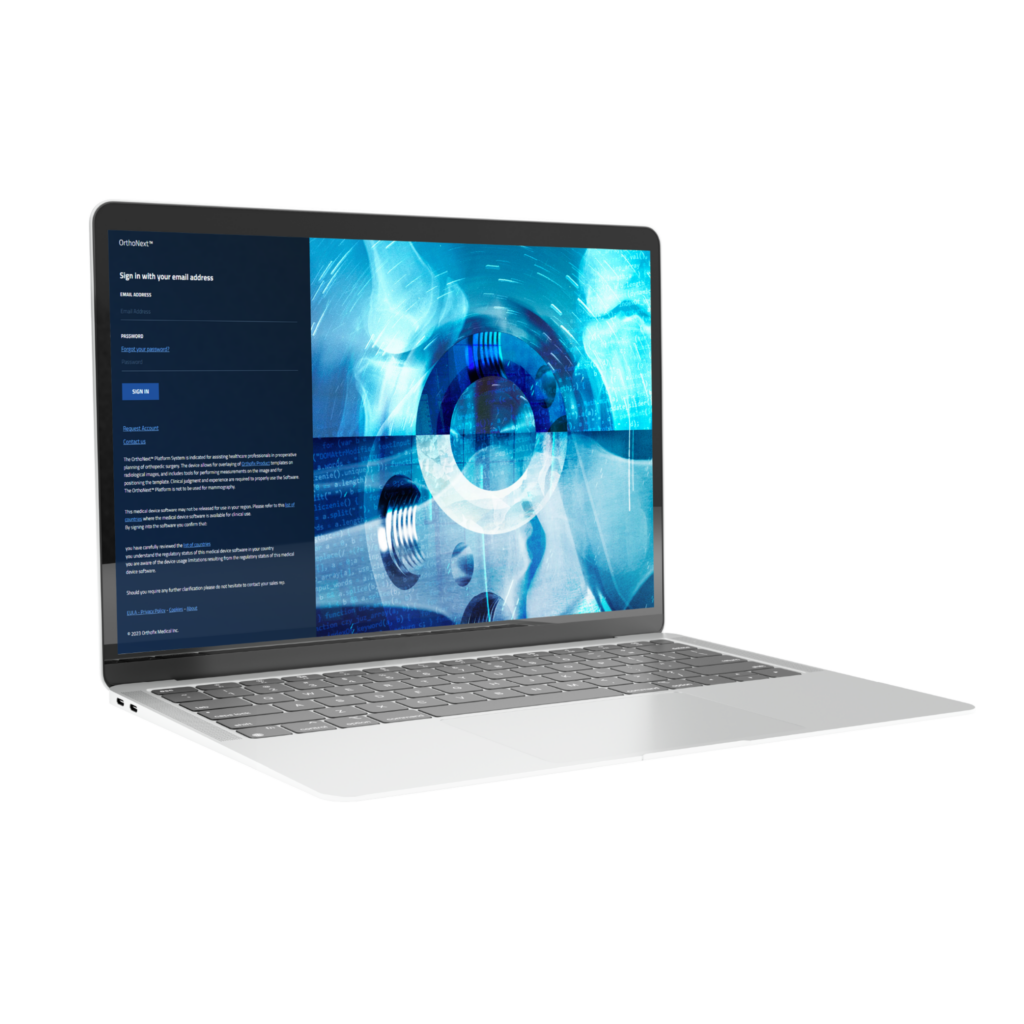 Image of OrthoNext login application on laptop