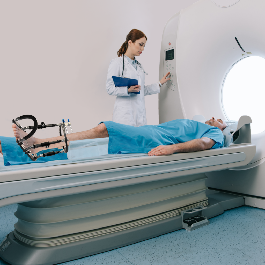 patient using an MRI machine